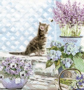 Любопытный котёнок, 33х33 см, салфетка для декупажа - Заготовки для декупажа. Интернет-магазин Завиток